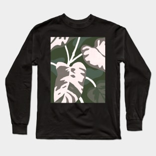 Dark Philodendron illustration Long Sleeve T-Shirt